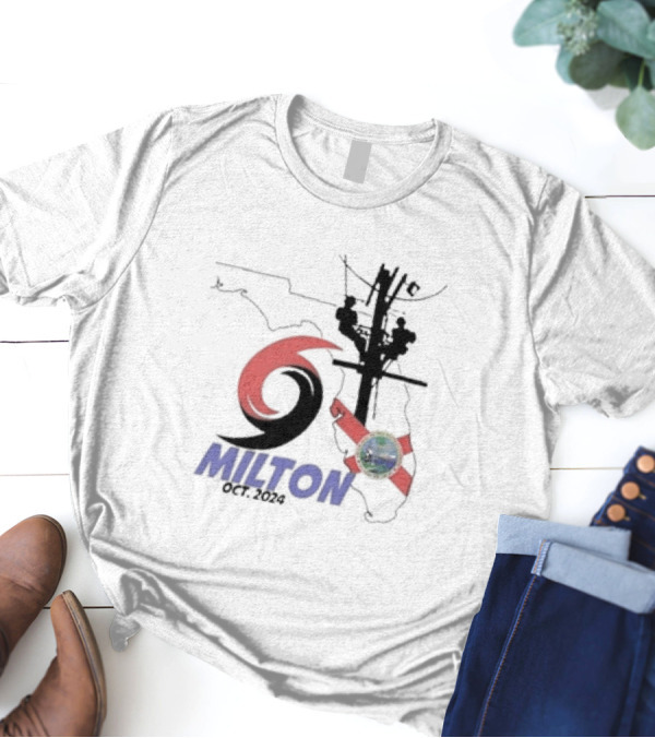 Survived Hurricane Milton October 2024 Florida Map And Power Lines T-Shirt