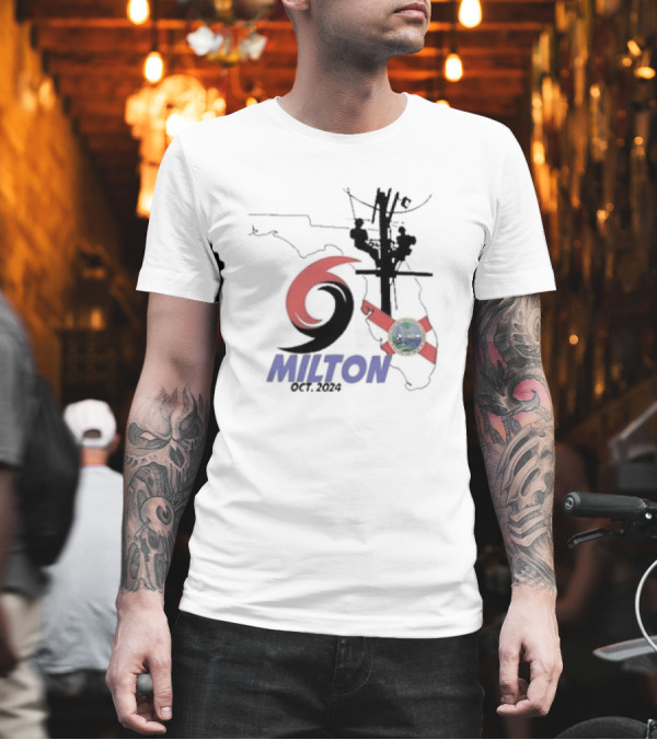 Survived Hurricane Milton October 2024 Florida Map And Power Lines T-Shirt