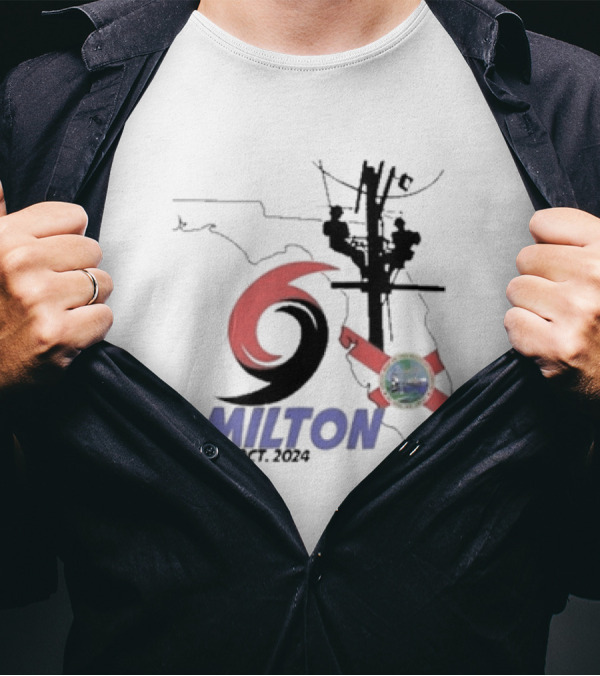 Survived Hurricane Milton October 2024 Florida Map And Power Lines T-Shirt