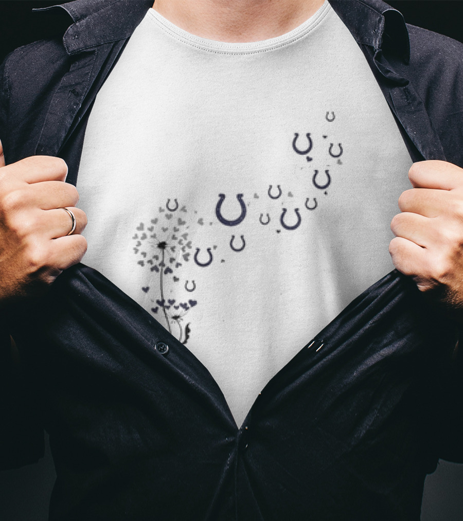 Indianapolis Colts Floral Dandelion Horseshoe T-Shirt