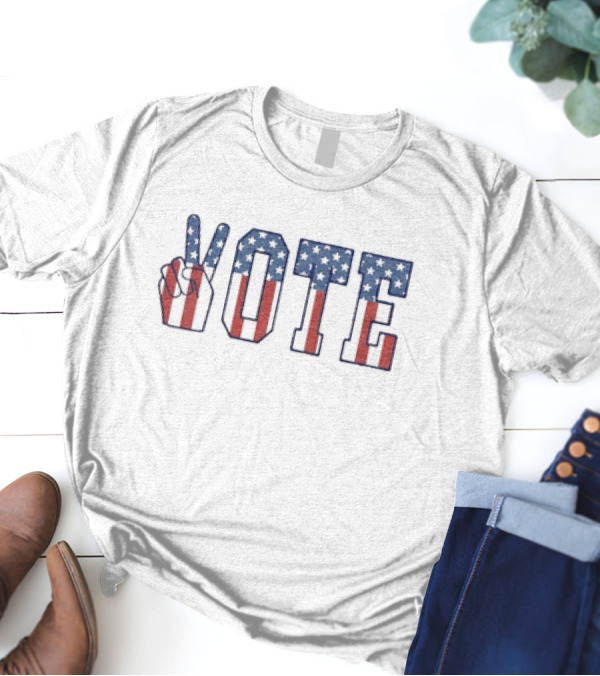 Stars And Stripes VOTE 2024 American Flag Peace T-Shirt
