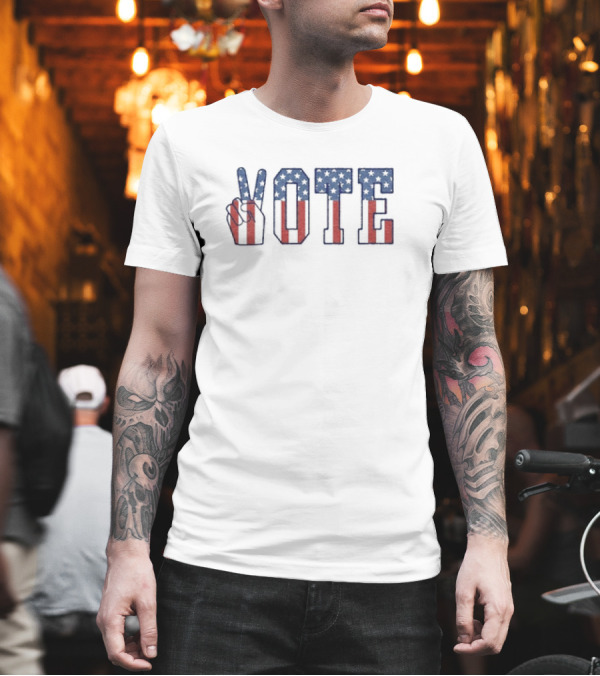 Stars And Stripes VOTE 2024 American Flag Peace T-Shirt