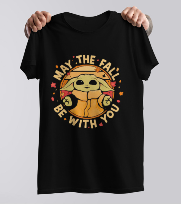 Grogu Autumn May The Fall Be With You Leaves Star Wars Mandalorian Baby Yoda T-Shirt