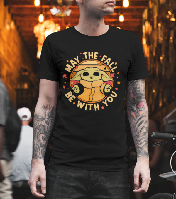 Grogu Autumn May The Fall Be With You Leaves Star Wars Mandalorian Baby Yoda T-Shirt