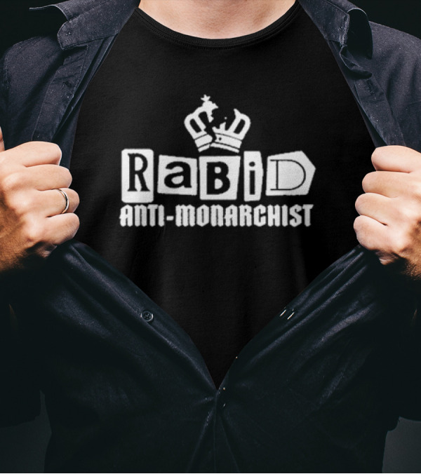 Rabid Anti-Monarchist Crown Icon Text T-Shirt