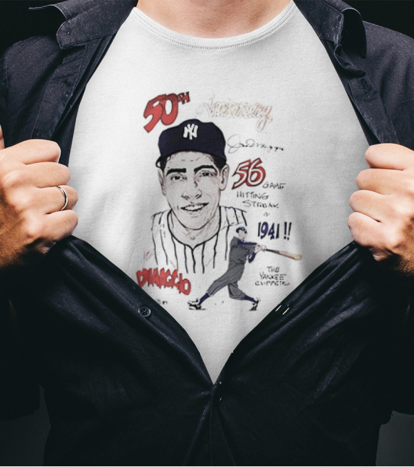 50th Anniversary Joe DiMaggio 56 Game Hitting Streak 1941 Yankee Clipper T-Shirt
