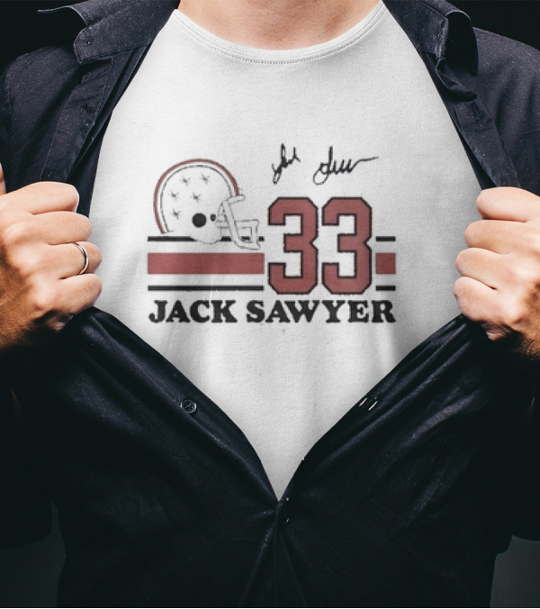 Ohio State Football Jack Sawyer 33 Signature Helmet T-Shirt