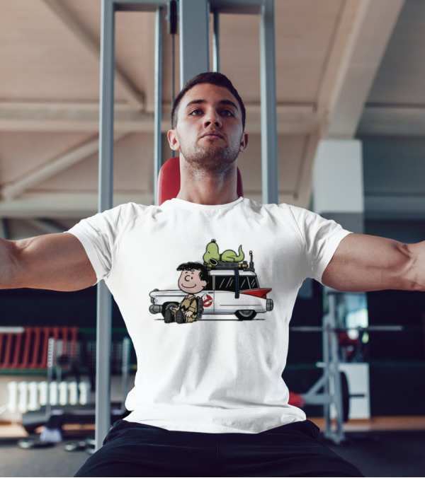 Venkman Slimer Ecto-1 Ghostbusters Meets Charlie Brown Snoopy Peanuts Charlie Venkman T-Shirt