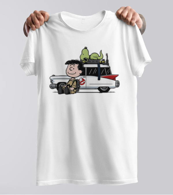 Venkman Slimer Ecto-1 Ghostbusters Meets Charlie Brown Snoopy Peanuts Charlie Venkman T-Shirt