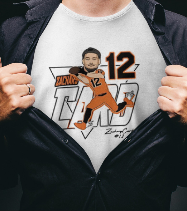 Zachary Card #12 Oregon State Beavers Football Player Caricature T-Shirt