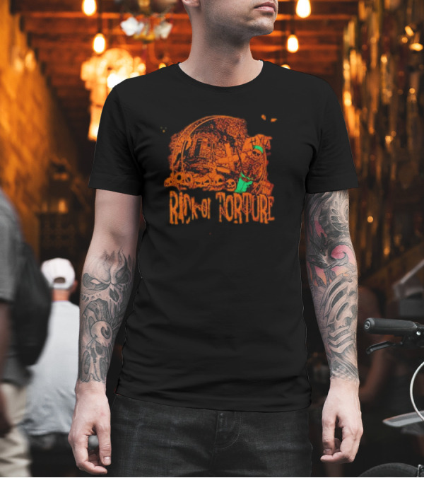 Trick Or Torture Halloween House Of Torture Skull Mummy Spooky Scene T-Shirt