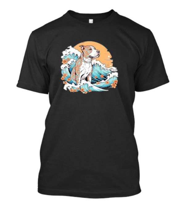 Summer Retro Pitbull Mom Dog Mama Beach Vibes Dog Wave T-Shirt