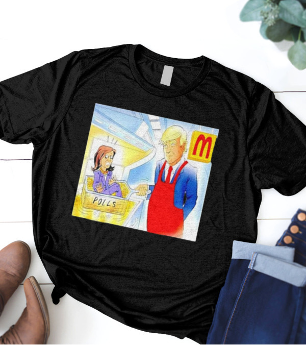 Trump Kamala Harris Polls Cartoon – MagaDonald’s T-Shirt