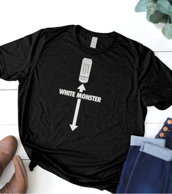 White Monster Energy Drink Can With Arrow Direction T-Shirt