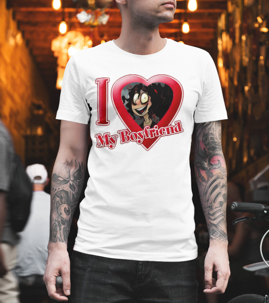 I Love My Boyfriend Heart Cartoon Face T-Shirt