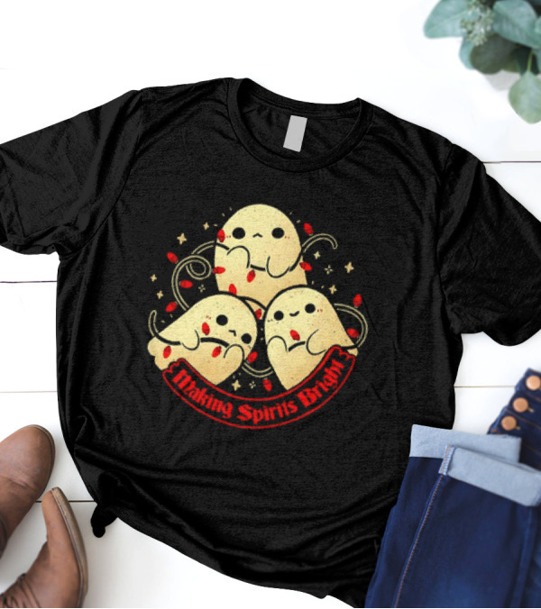 Making Spirits Bright Cute Ghosts T-Shirt