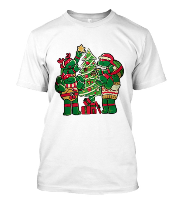 Teenage Mutant Ninja Turtles Christmas Tree Decorating Scene T-Shirt