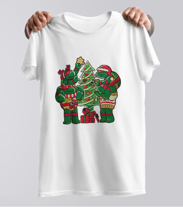 Teenage Mutant Ninja Turtles Christmas Tree Decorating Scene T-Shirt