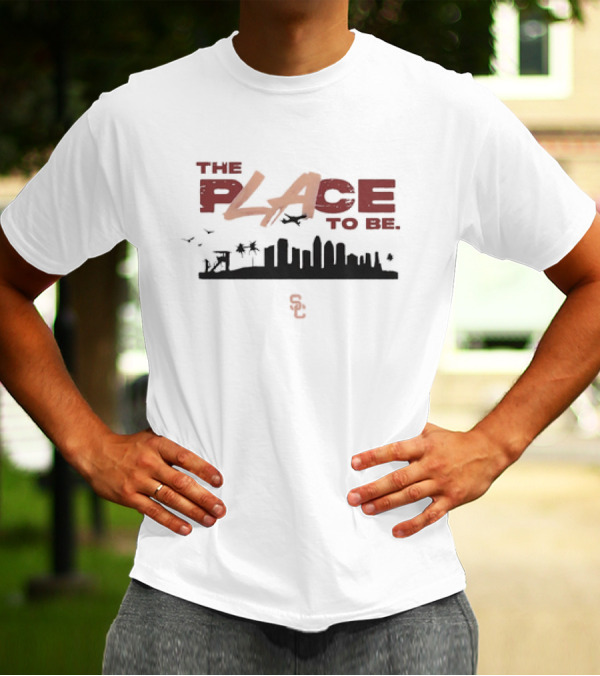USC Trojans The Place To Be Skyline With SC Logo And Birds T-Shirt