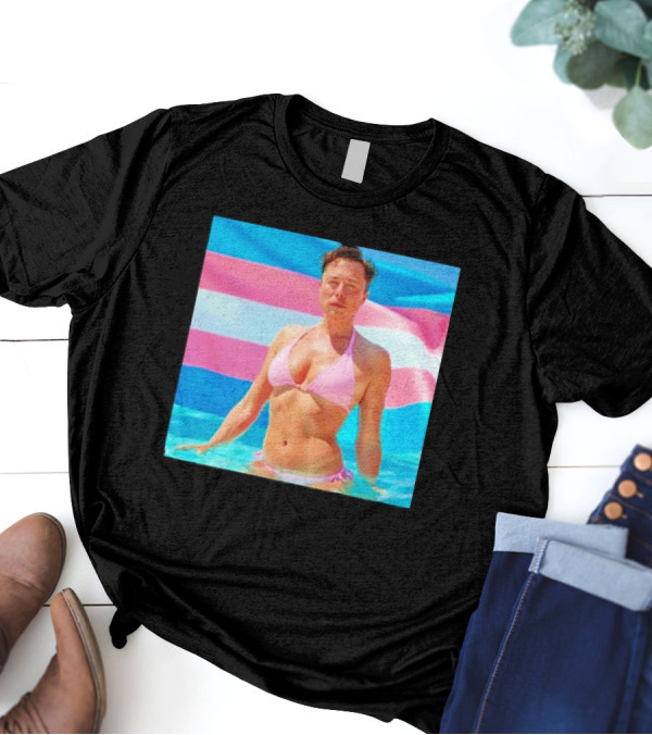 Elon Musk Transgender Pride Flag Bikini T-Shirt