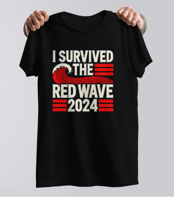 I Survived The Red Wave 2024 Retro Wave And Stripes T-Shirt