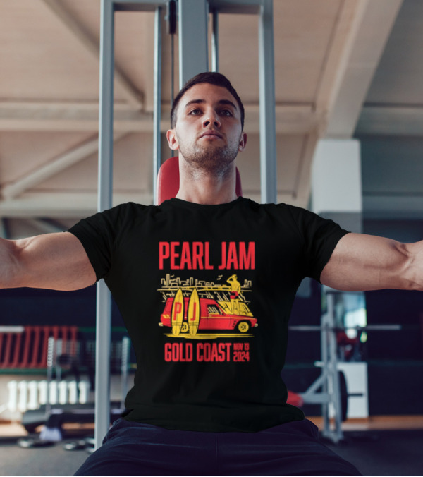 Pearl Jam Gold Coast Nov 19 2024 Event Red Car Surfer And Surfboards T-Shirt