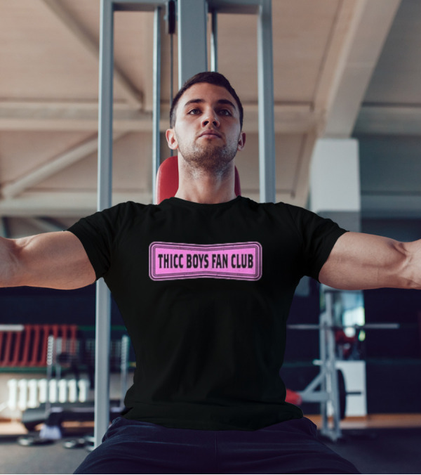 THICC BOYS FAN CLUB Retro-Style Pink Banner T-Shirt