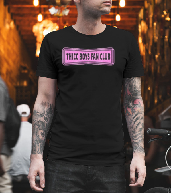 THICC BOYS FAN CLUB Retro-Style Pink Banner T-Shirt