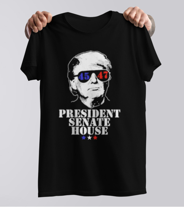 Trump 45 47 President Senate House Red Blue Stars T-Shirt