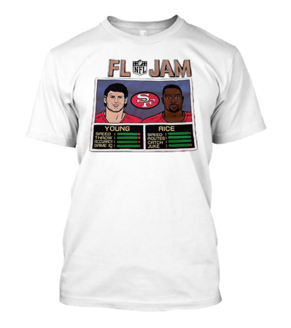 FL Jam NFL San Francisco 49ers Young Rice Speed Throw Catch Accuracy Game IQ T-Shirt