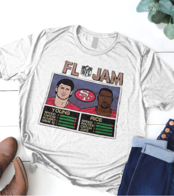 FL Jam NFL San Francisco 49ers Young Rice Speed Throw Catch Accuracy Game IQ T-Shirt