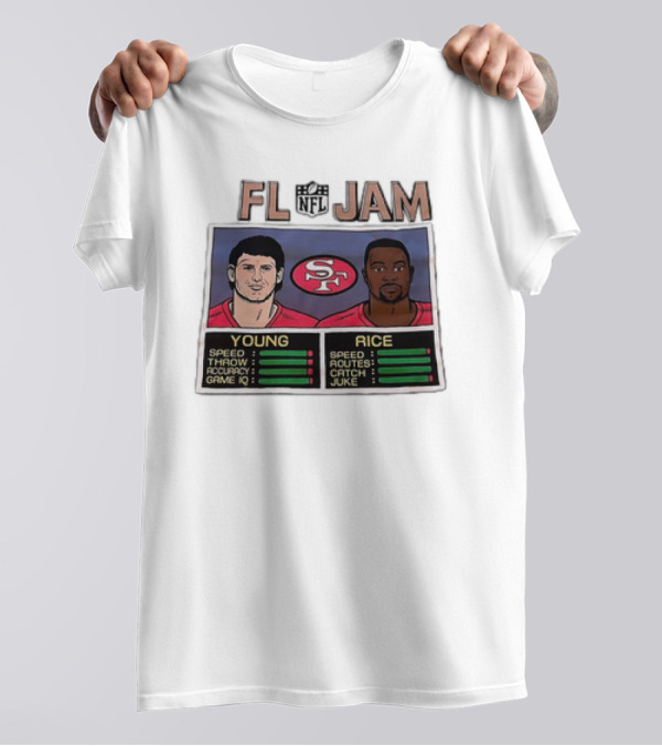 FL Jam NFL San Francisco 49ers Young Rice Speed Throw Catch Accuracy Game IQ T-Shirt