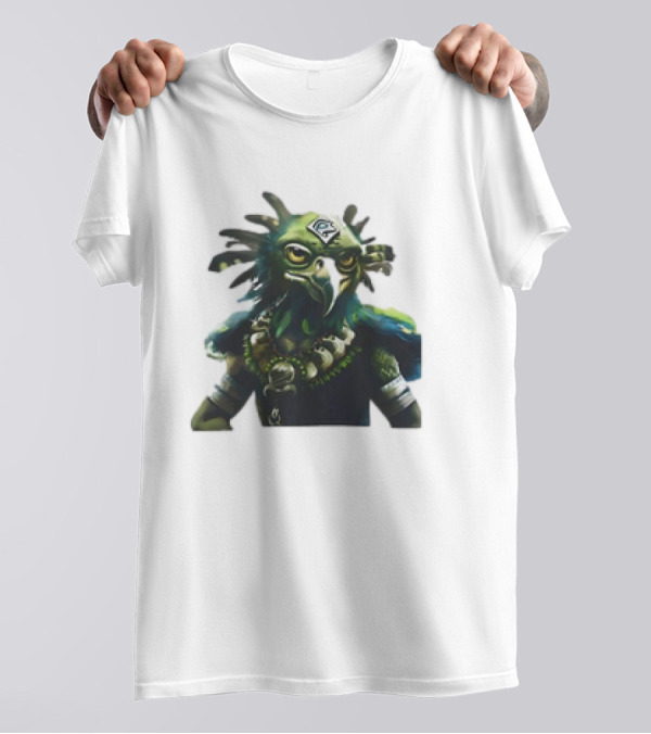 Vintage Seattle Seahawks Fantasy Bird Warrior Mascot T-Shirt