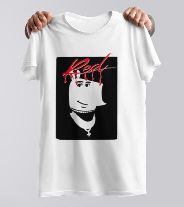 I’m Just A Chill Guy X Playboi Carti Whole Lotta Red Album Red Text Black And White Face Design With Necklace T-Shirt