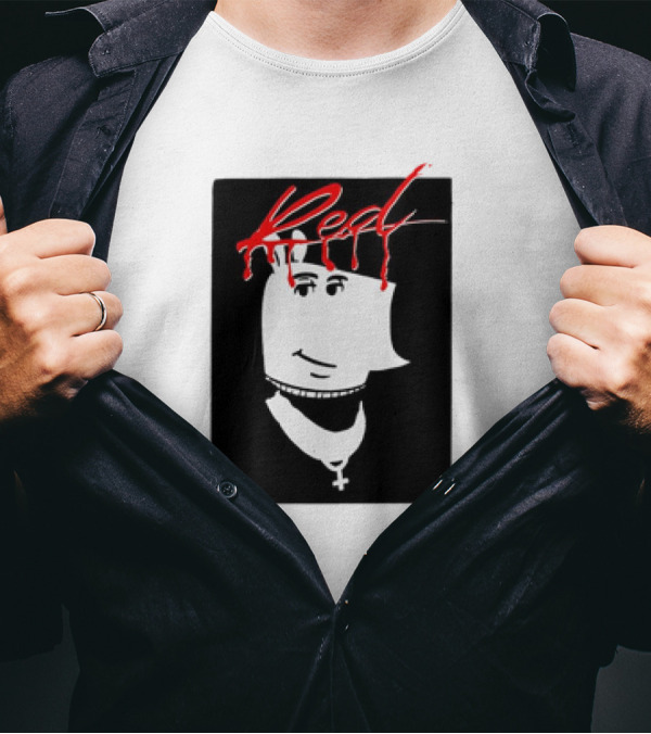 I’m Just A Chill Guy X Playboi Carti Whole Lotta Red Album Red Text Black And White Face Design With Necklace T-Shirt