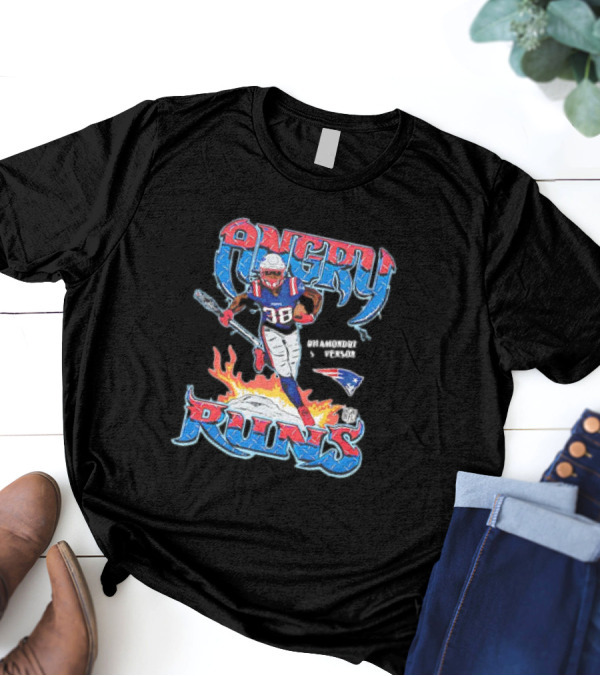 Angry Runs Rhamondre Stevenson New England Patriots NFL T-Shirt