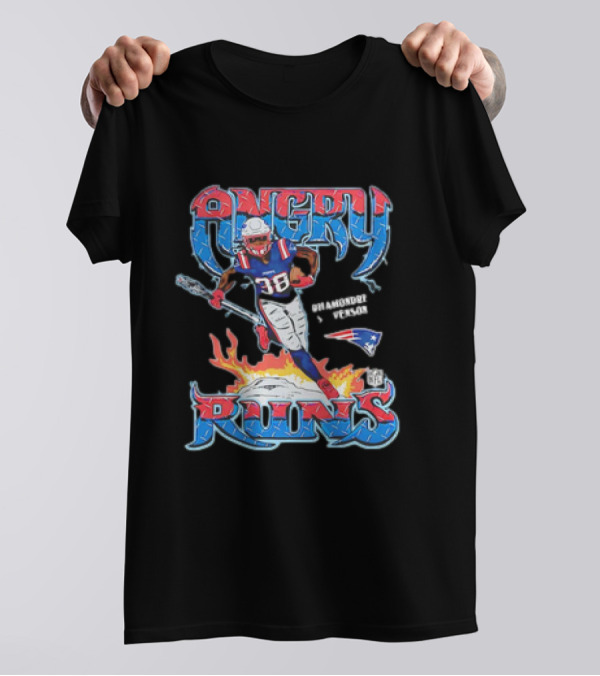 Angry Runs Rhamondre Stevenson New England Patriots NFL T-Shirt