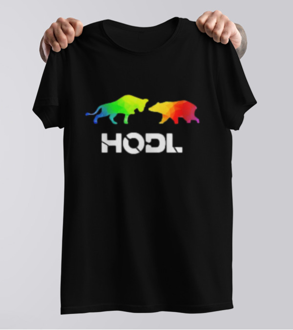 Bull And Bear Hodl Rainbow Crypto Symbolism T-Shirt