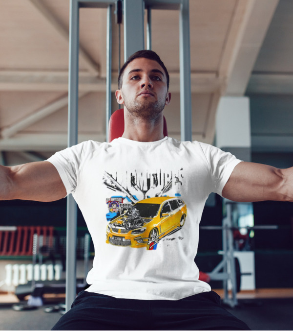 50th Anniversary Boom Tubes Racing Yellow Car Engine Performance T-Shirt