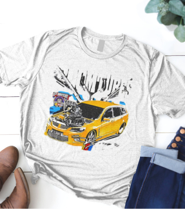 50th Anniversary Boom Tubes Racing Yellow Car Engine Performance T-Shirt