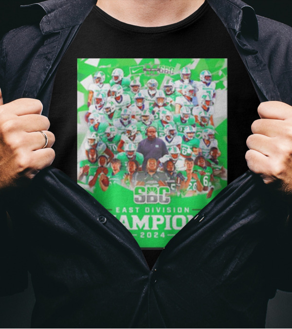 Marshall Thundering Herd SBC East Division Champions 2024 Football Team Collage T-Shirt