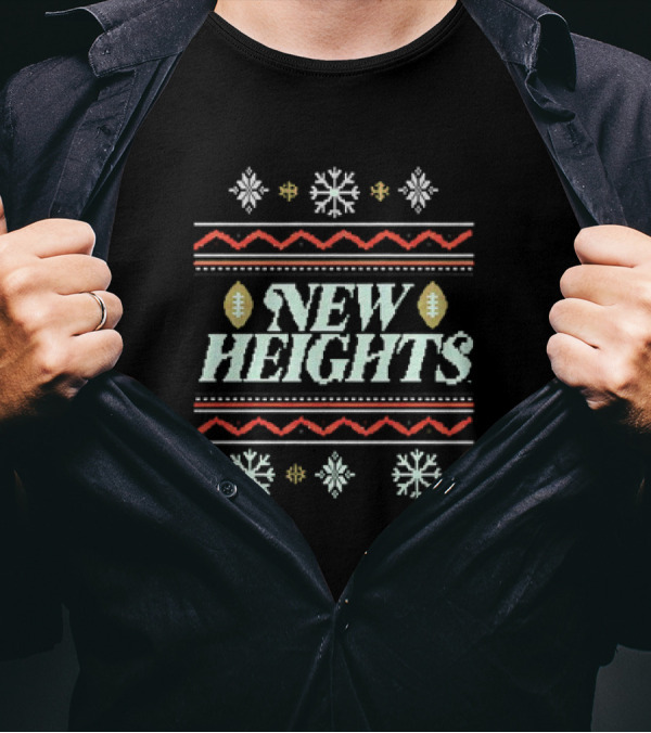 New Heights Football Snowflake Christmas Holiday T-Shirt