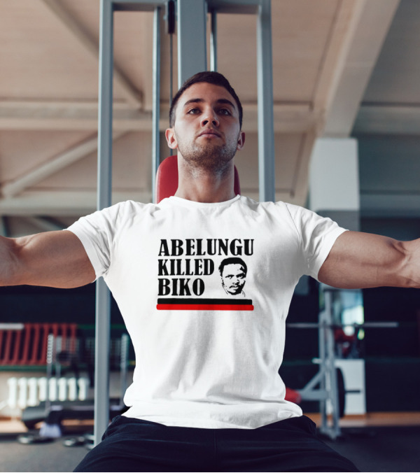 Abelungu Killed Biko Activist Portrait With Black And Red Lines T-Shirt