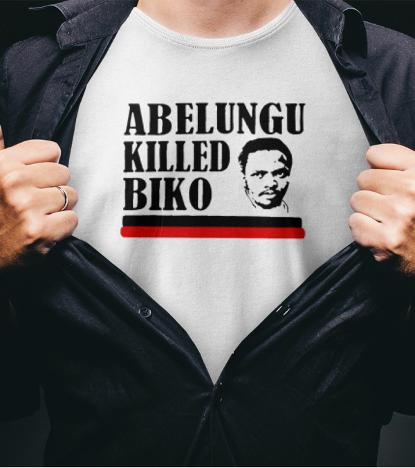 Abelungu Killed Biko Activist Portrait With Black And Red Lines T-Shirt