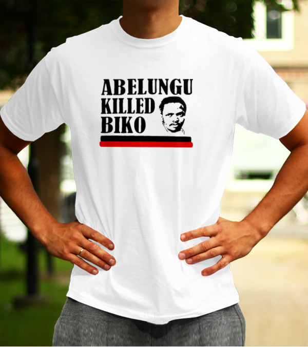 Abelungu Killed Biko Activist Portrait With Black And Red Lines T-Shirt