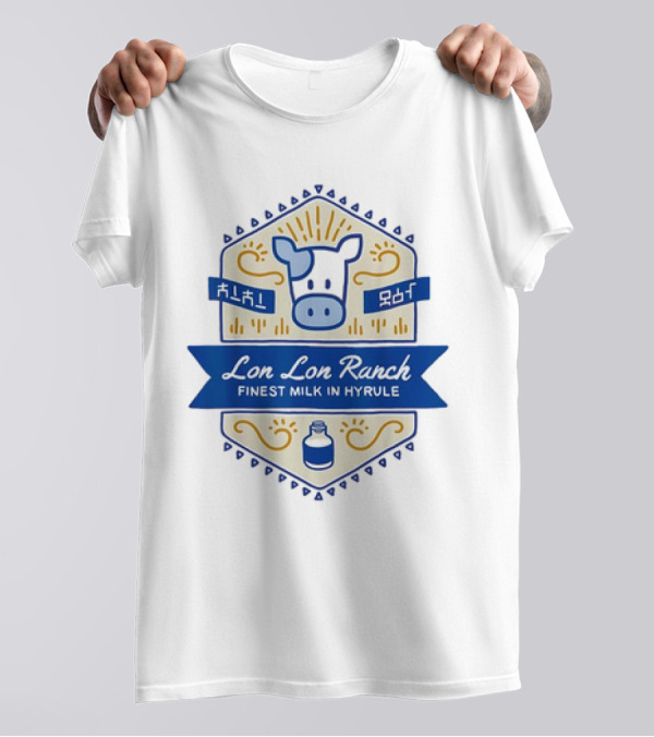 Lon Lon Ranch Cow Emblem Finest Milk In Hyrule Badge Hylian Text T-Shirt