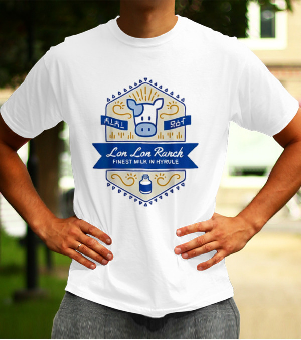 Lon Lon Ranch Cow Emblem Finest Milk In Hyrule Badge Hylian Text T-Shirt
