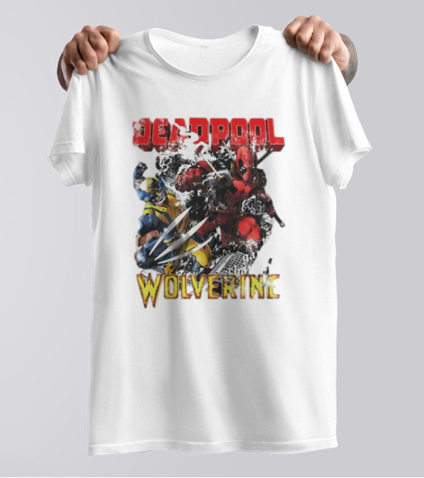 Deadpool Wolverine Cartoon Battle Clash T-Shirt