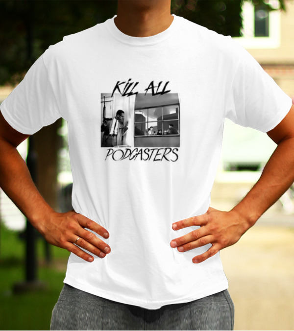 Kill All Podcasters Retro Noir Style Window Scene T-Shirt