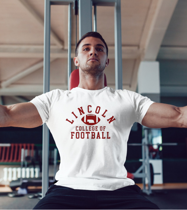 Lincoln College Of Football Emblem With Football T-Shirt